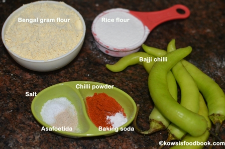 Ingredients for chilli bajji