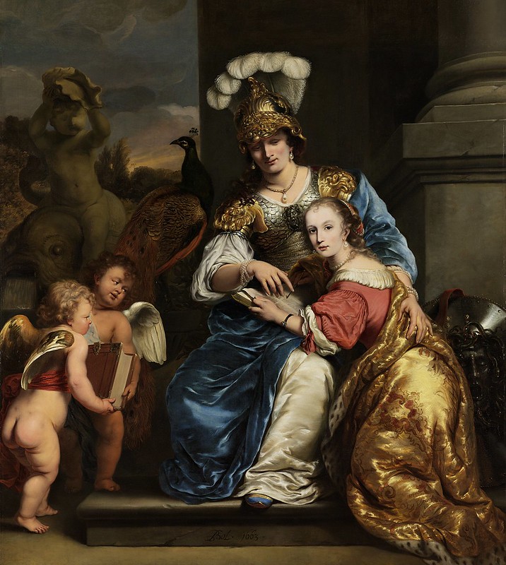 Ferdinand Bol - Margarita Trip die als Minerva haar zuster Anna Maria Trip onderwijst (1663)