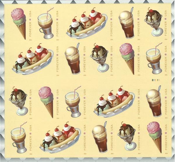 Známky USA 2016 zmrzlina, Ice Cream Mint booklet