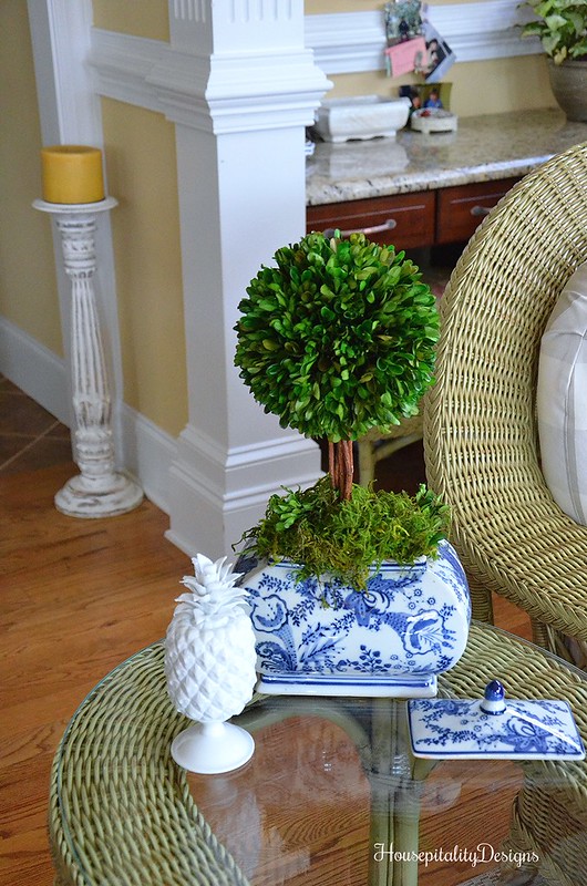 Blue and White-Boxwood Topiary-Housepitality Designs