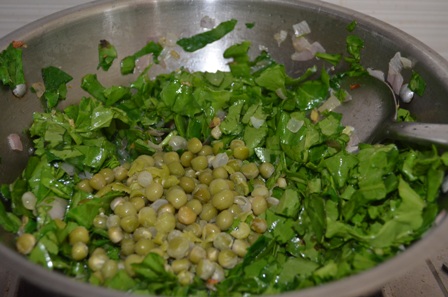 spinach peas added