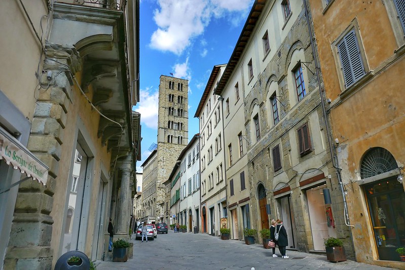 A medieval street in Arezzo Italy
