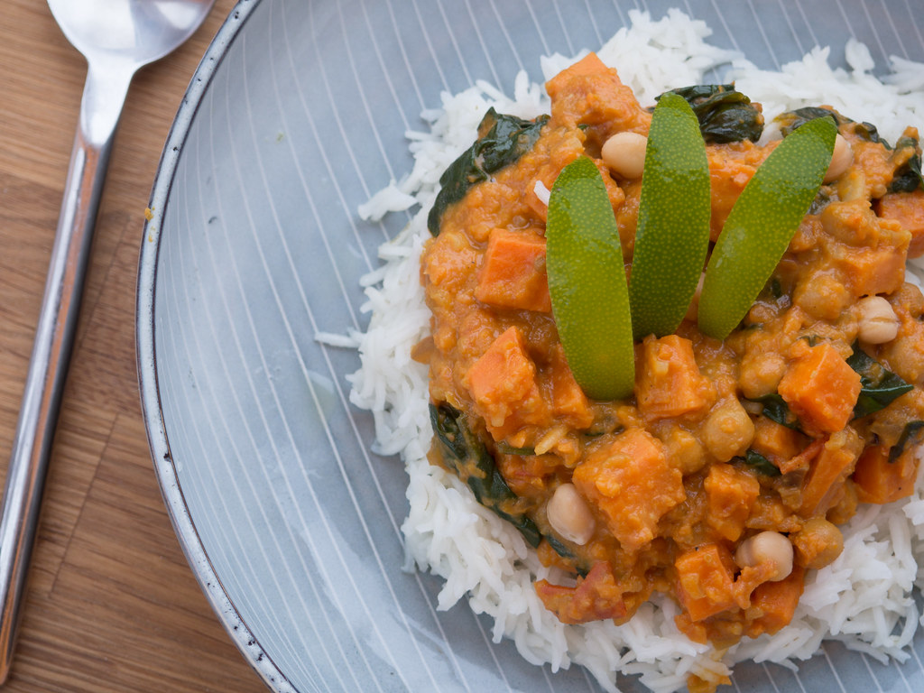  Recipe for Homemade Sweet Potato, Spinach, Chickpea and Coconut Curry