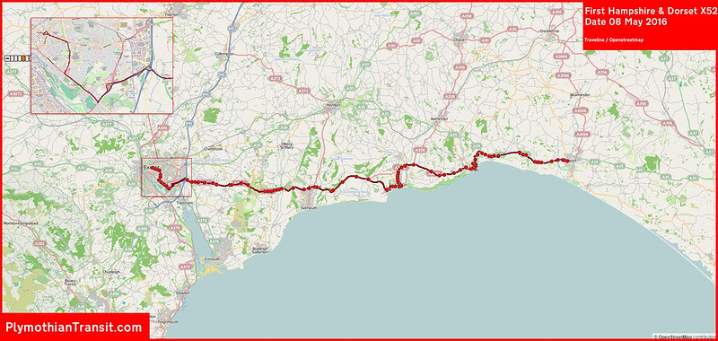2016 05 08 First Hampshire & Dorset Route-X052 Traveline Map.jpg