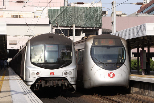 The two types of train on the MTR East Rail line