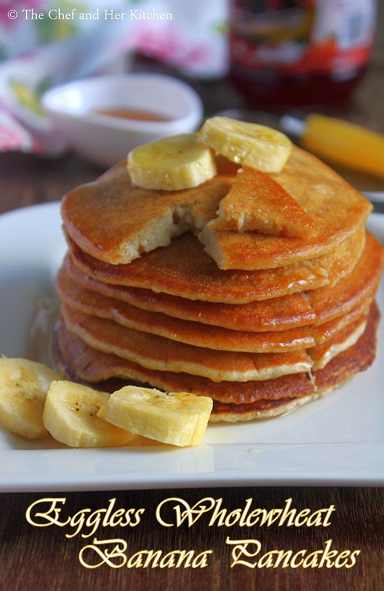 eggless wholewheat banana pancakes