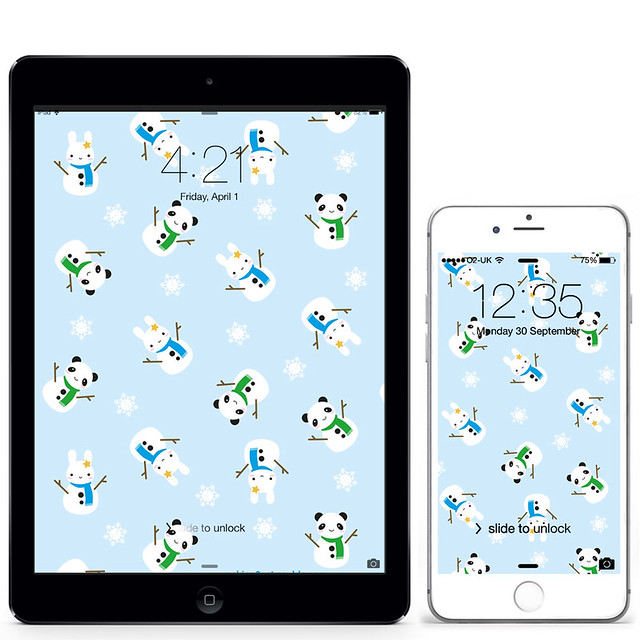 Snow Bunny & Panda mobile wallpapers