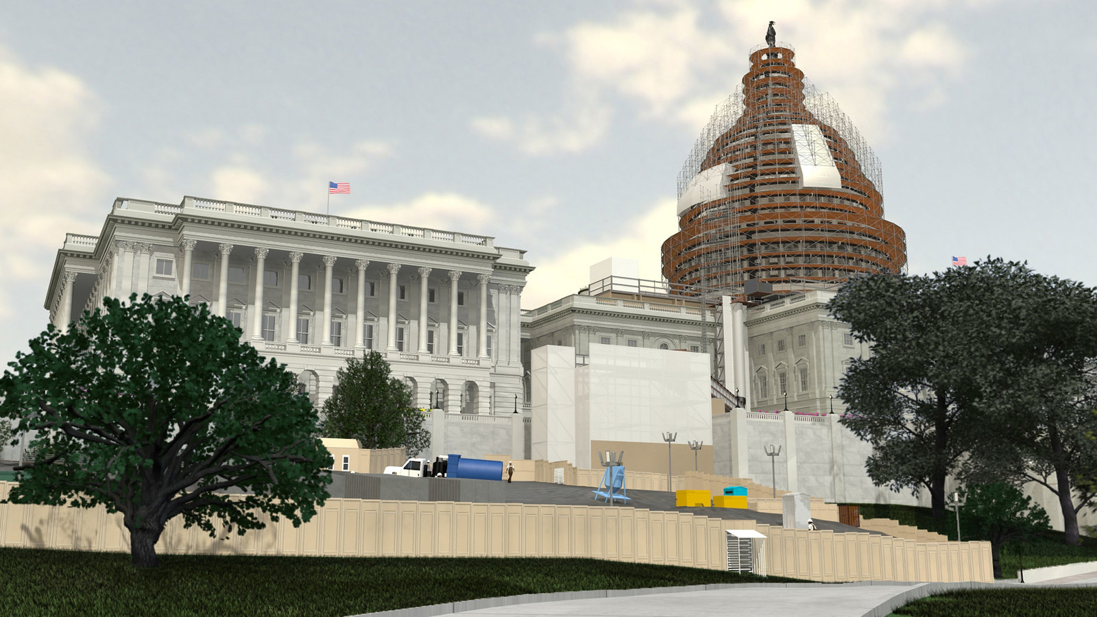 Rendering of scaffolding on Capitol Dome