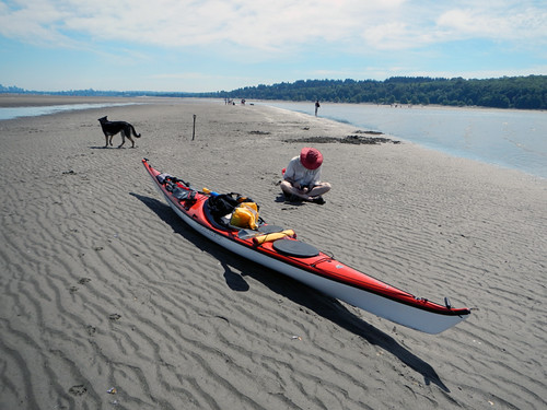 Spanish Banks Beach at Low Tide: Kayak Stop for a Bit of Social Networking