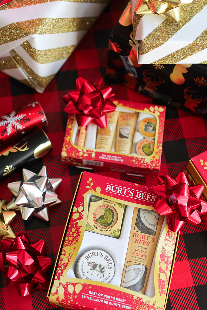 Burt's Bees Holiday Gift Sets for Everyone Plaid Tartan Wrapping Paper Christmas Presents
