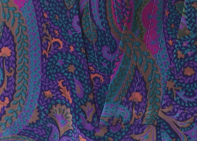 purple silk top placket closeup