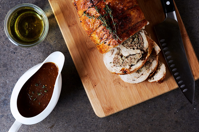 Roasted Turkey Breast Roulade with Grain-free Herbed Sausage Stuffing