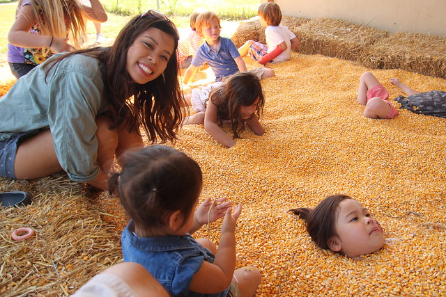 Fun in the corn pit at Leesburg Pumpkin Village