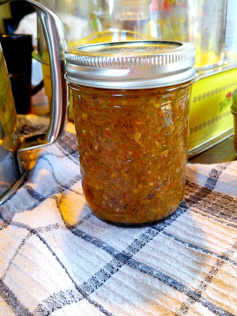 Harissa made with a load of habanero and jalapeno peppers, homegrown tomatoes and Ontario garlic.