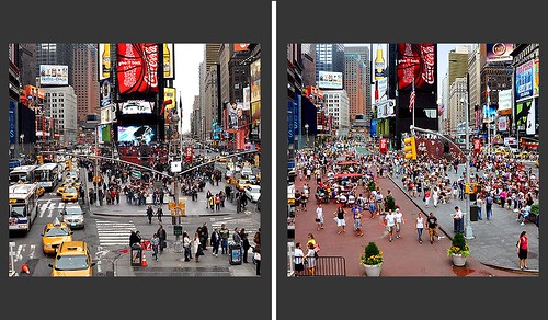 Before and After in Times Square, pedestrian-placemaking