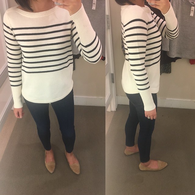  LOFT Striped Boatneck Sweater, size S regular 
