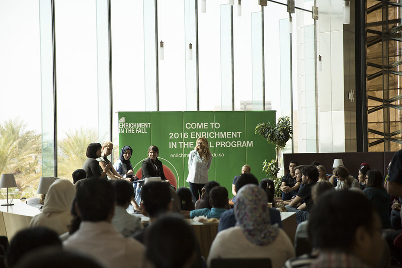A panel of four successful female scientists field spoke about their exciting careers to the KAUST audience as part of the University's 2016 Fall Enrichment Program. Photo by Ginger Lisanti.