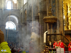 The famous Botafumeiro mass in the Cathedral of Santiago de Compostela.