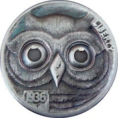 Owl2 coin carving by Paul Holbrecht