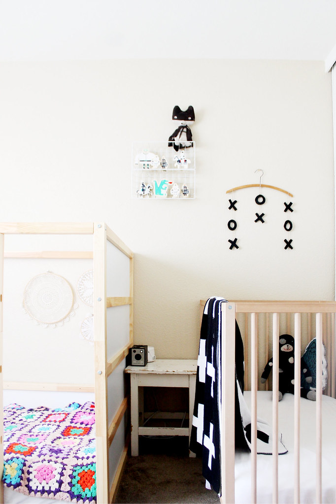 shared toddler girl and baby boy room