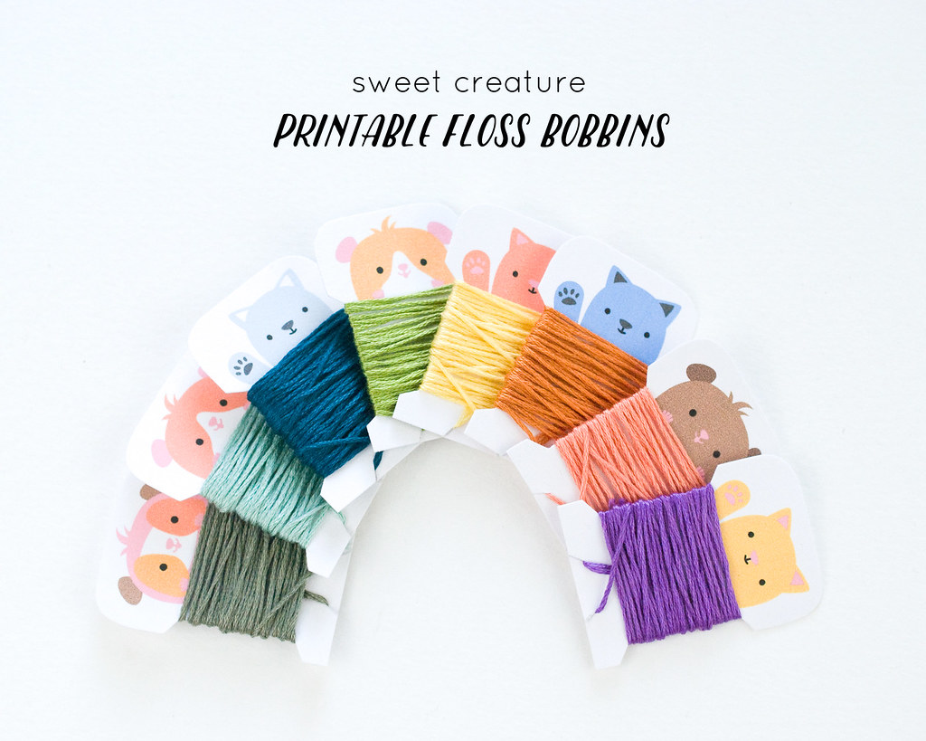 Sweet Creatures Printable Floss Bobbins