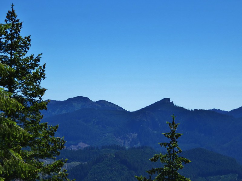 Cone Peak and Iron Mountain from the former lookout site near Rooster Rock
