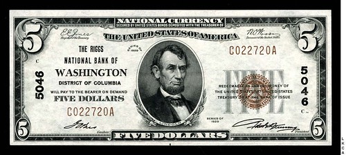 National Bank Note District of Columbia Washington, Riggs NB, 5046