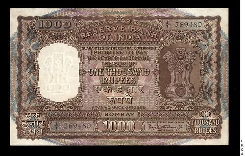 Lot 3759 India 1000 Rupees
