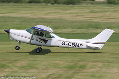 G-CBMP - 1980 build Cessna R182 Skylane RG, arriving on Runway 26L at Barton