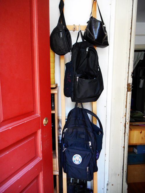 ladder of backpacks