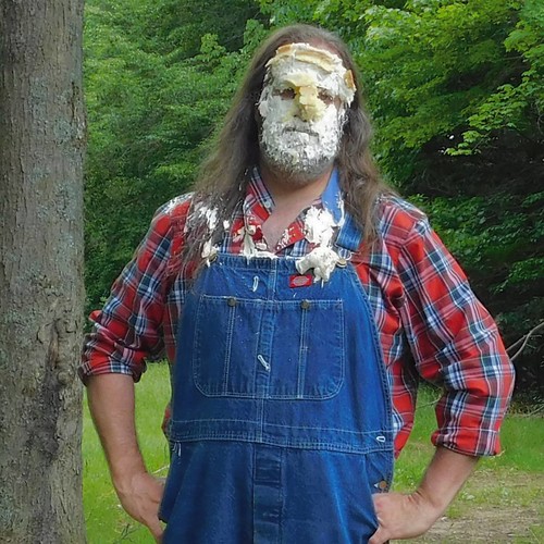 This was a week that just cried out for a pie in the face! #pieintheface #overalls #Dickies #bluedenim #plaid