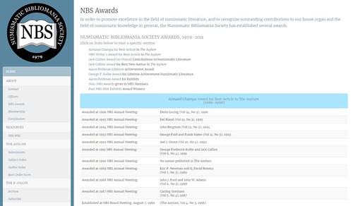 NBS web site awards page