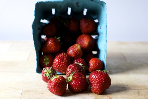 a tumble of overripe strawberries