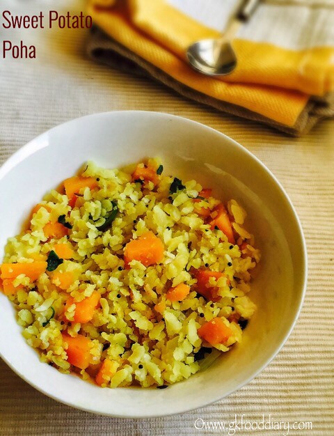 Sweet Potato Poha Recipe for Babies, Toddlers and Kids4