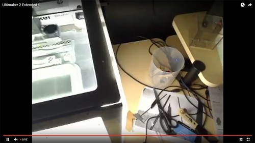 Open Broadcaster Streaming Ultimaker 2 Extended+ Printing a Dust Shoe for an X-Carve to YouTube Live