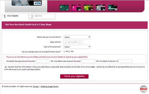 track application status of axis bank credit card