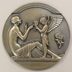Venus and Cupid medal by Claude Leon Mascaux