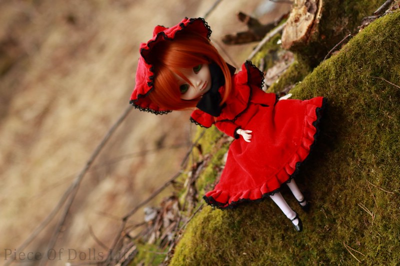 Red lady in the woods