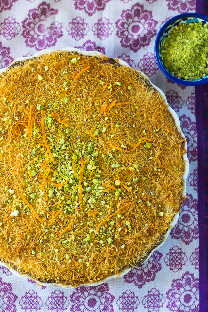 Kanafe: A Middle Eastern dessert with cheese and shredded phyllo