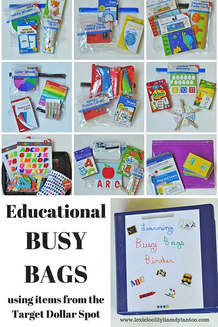10 Educational Busy Bags using items from the Target Dollar Spot