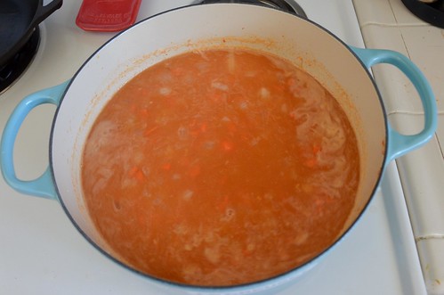 Red Lentil Soup in a French Oven