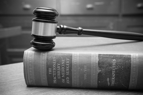 Black and White Gavel in Courtroom Law Books Gavel on a Flickr