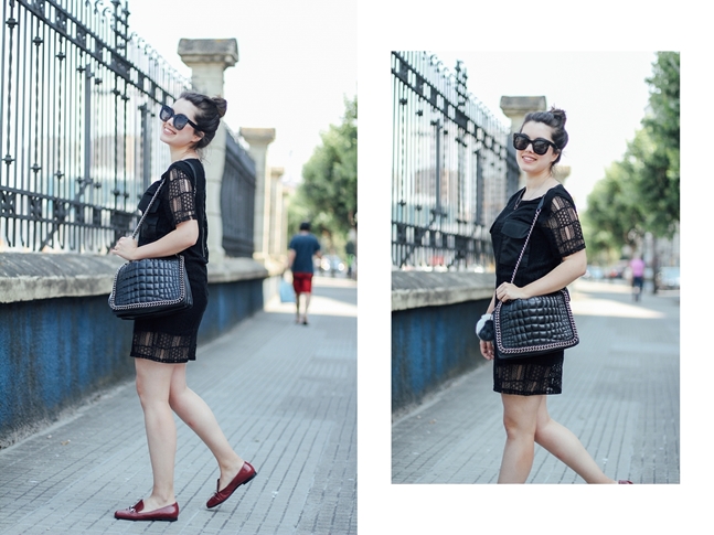 black dress with gucci loafers ties&heels streetstyle how to wear myblueberrynightsblog