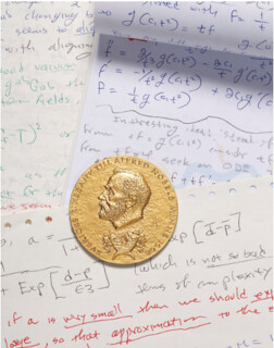 John Nash Nobel medal with calculations