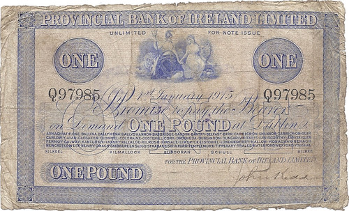 Provincial Bank of Ireland One Pound note 1915