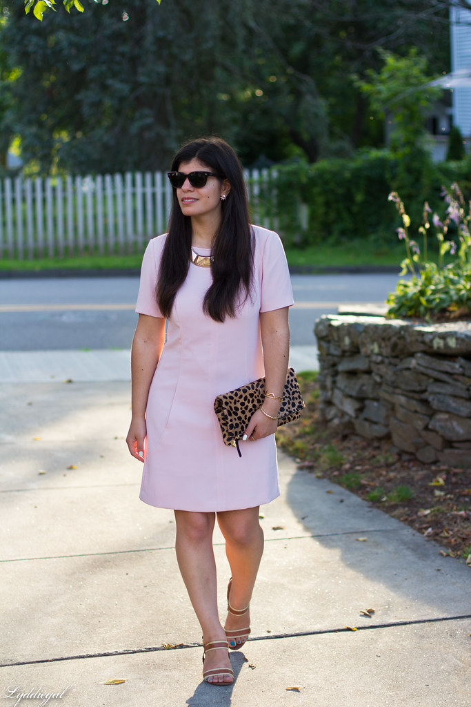 pink sheath dress, clair v leopard clutch, gorjana vista cuff-3.jpg