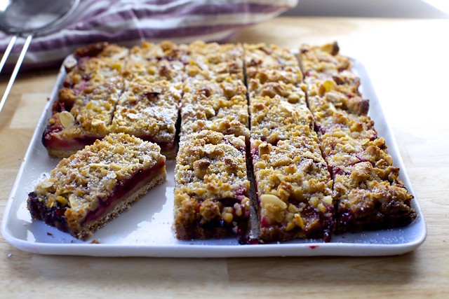 plum squares with marzipan crumble