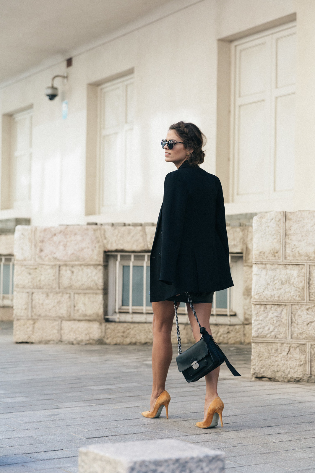Jessie Chanes Seams for a desire - Buylevard Flowered Shirt Faux Leather Skirt Black Blazer-6