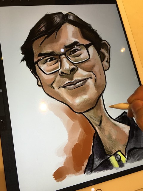 Lui Chiu Wai digital caricature on iPad Pro + Apple Pencil on Procreate