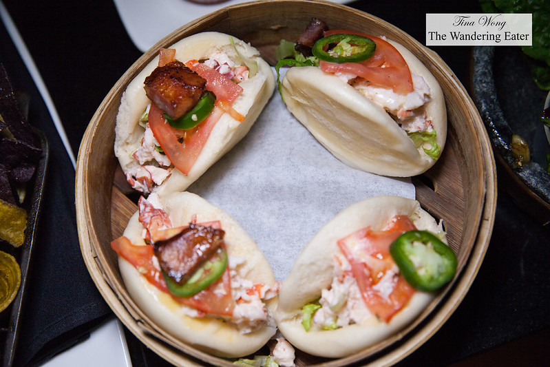 Lobster BLT steamed buns, Old Bay aioli, candied bacon